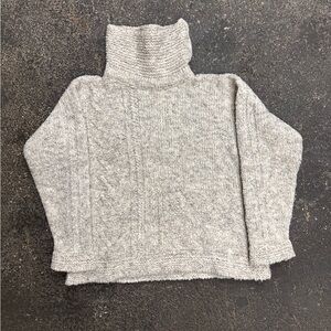Roisin Ouoh Donegal Ireland Sz L Beige Turtleneck Wool Knit Heavy Sweater